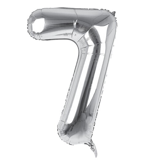 34 Inch Silver Number 7 Foil Balloon