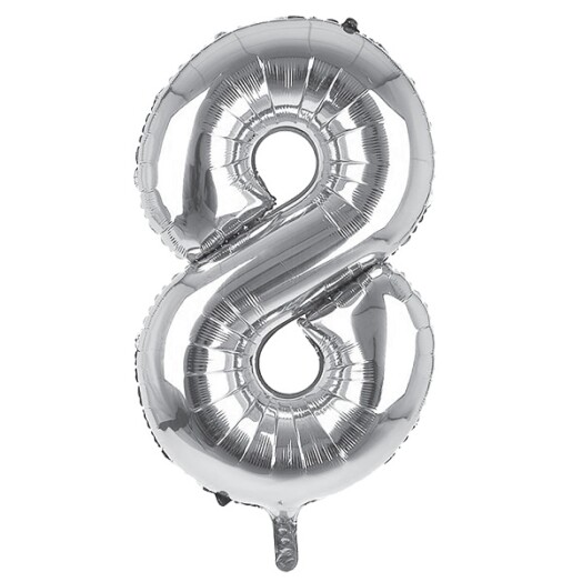 34 Inch Silver Number 8 Foil Balloon