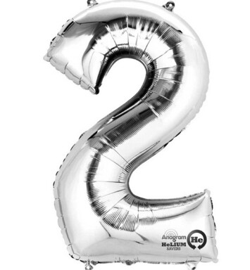 16" Mini Shape Number Balloon 2 - Silver