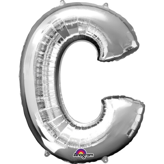 Large Silver Letter C Foil Balloon