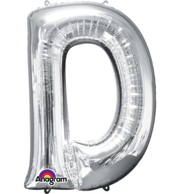 Large Silver Letter D Foil Balloon
