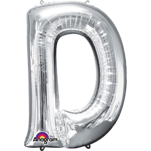 Large Silver Letter D Foil Balloon