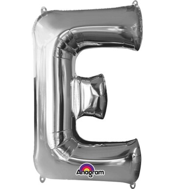Large Silver Letter E Foil Balloon