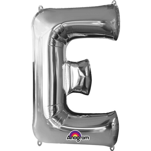 Large Silver Letter E Foil Balloon