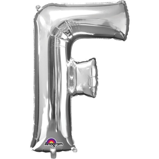 Large Silver Letter F Foil Balloon