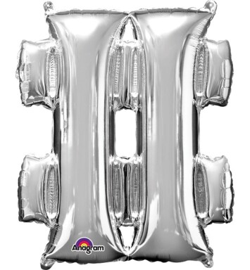 16" Mini Shape Symbol Balloon # - Silver