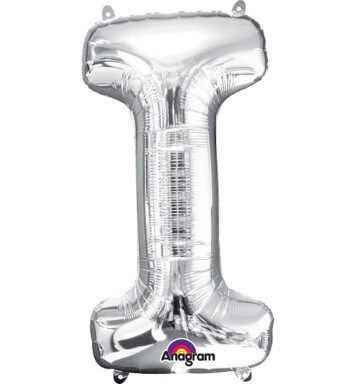 Large Silver Letter I Foil Balloon