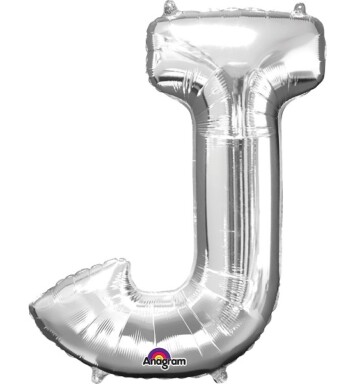 Large Silver Letter J Foil Balloon