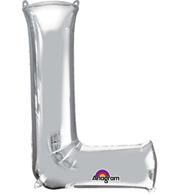 Large Silver Letter L Foil Balloon