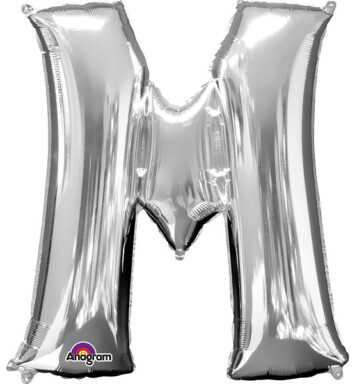 Large Silver Letter M Foil Balloon