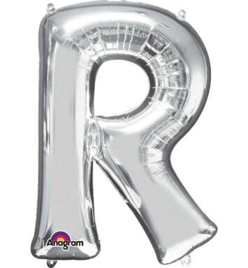 16" Mini Shape Letter Balloon R - Silver