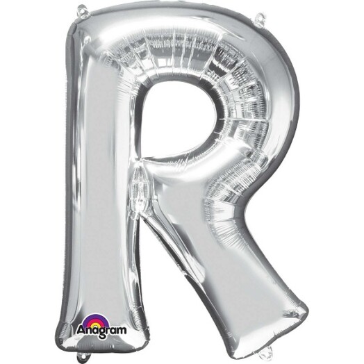 Large Silver Letter R Foil Balloon