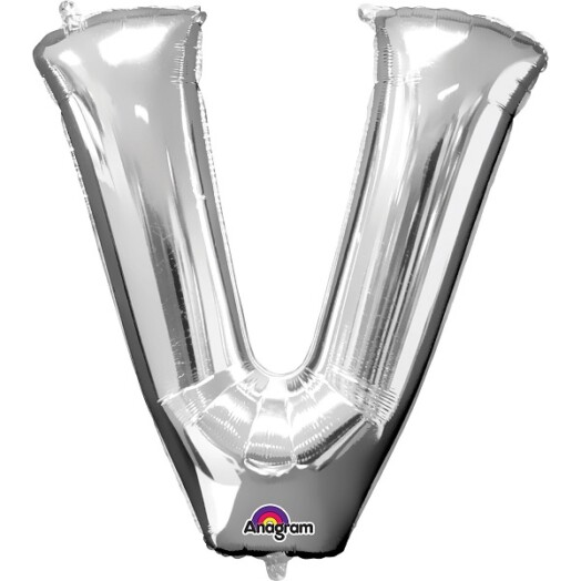 16" Mini Shape Letter Balloon V - Silver