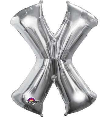 16" Mini Shape Letter Balloon X - Silver