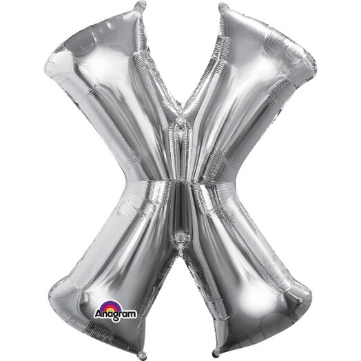 16" Mini Shape Letter Balloon X - Silver