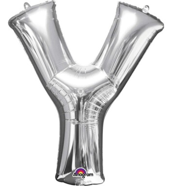 Large Silver Letter Y Foil Balloon