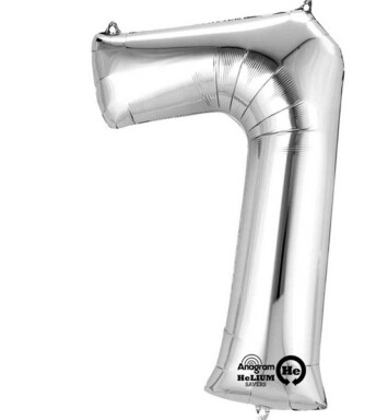 16" Mini Shape Number Balloon 7 - Silver