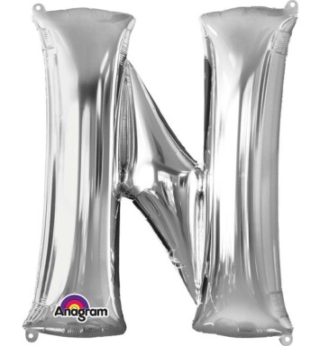 Large Silver Letter N Foil Balloon