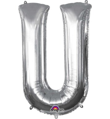 16" Mini Shape Letter Balloon U - Silver