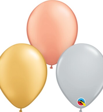 11 Inch Tri-Colour Metallic Latex Balloons 100ct