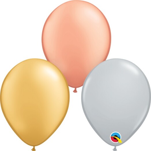 11 Inch Tri-Colour Metallic Latex Balloons 100ct