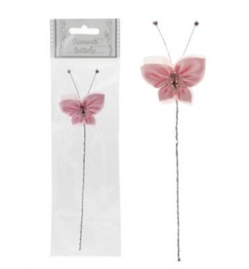 Medium Diamante Butterfly - Soft Pink