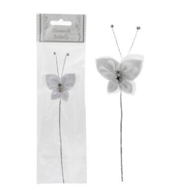 Small Diamante Butterfly - White