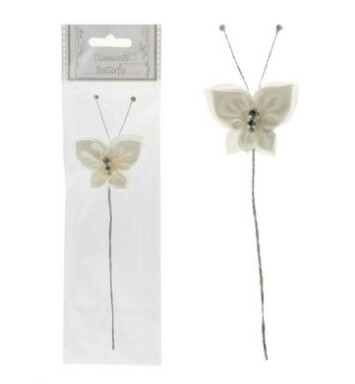 Small Diamante Butterfly - Ivory