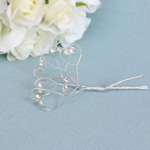Clear Diamante Hearts on Wire