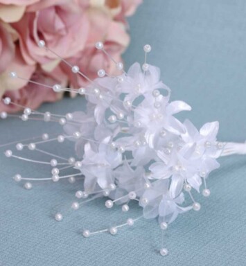 White Flower with Pearls