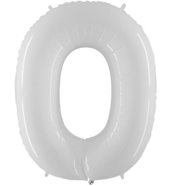 40 Inch Shiny White Number 0 Foil Balloon