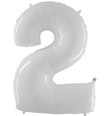 40 Inch Shiny White Number 2 Foil Balloon