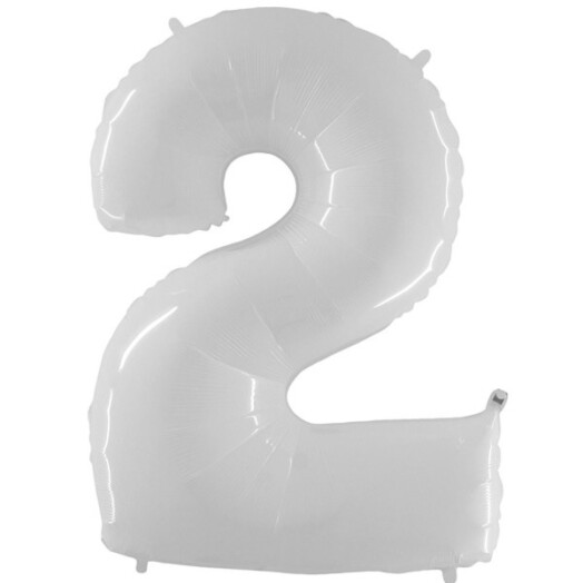 40 Inch Shiny White Number 2 Foil Balloon