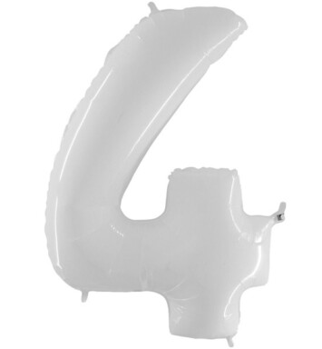 40 Inch Shiny White Number 4 Foil Balloon