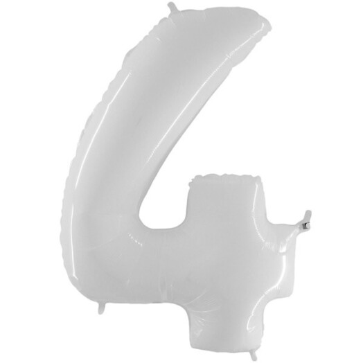 40 Inch Shiny White Number 4 Foil Balloon