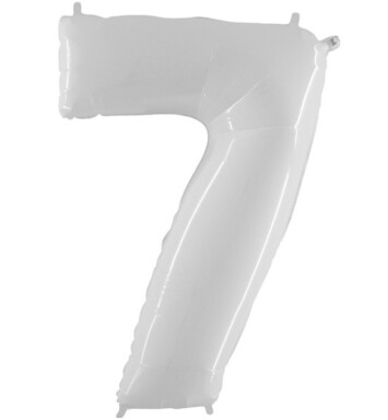 40 Inch Shiny White Number 7 Foil Balloon