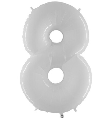 40 Inch Shiny White Number 8 Foil Balloon