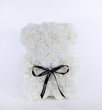 Small Amour Rose Baby Bear - White