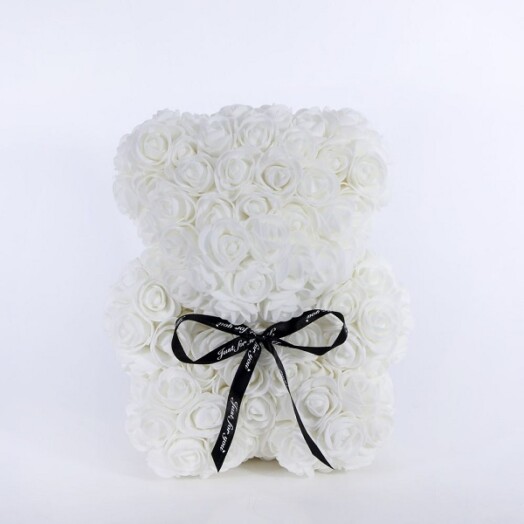 Large Amour Rose Baby Bear - White