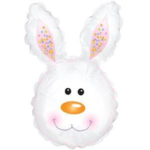 White Bunny Head Super Shape Foil Balloon
