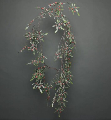 180cm Frosted Red Berry Mistletoe Garland