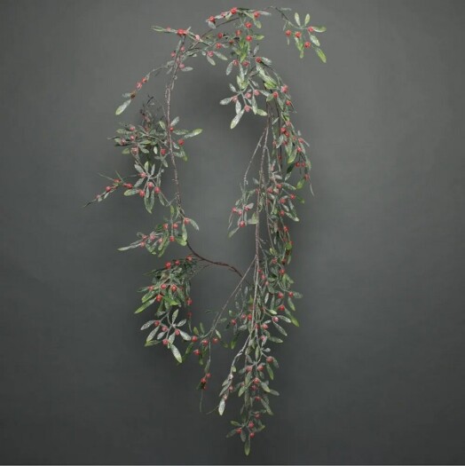 180cm Frosted Red Berry Mistletoe Garland