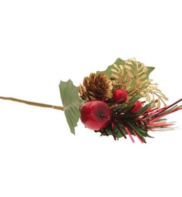 Red Berry and Cone Xmas Pick